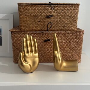 Gold Hand Bookends - Decorative Home Accent